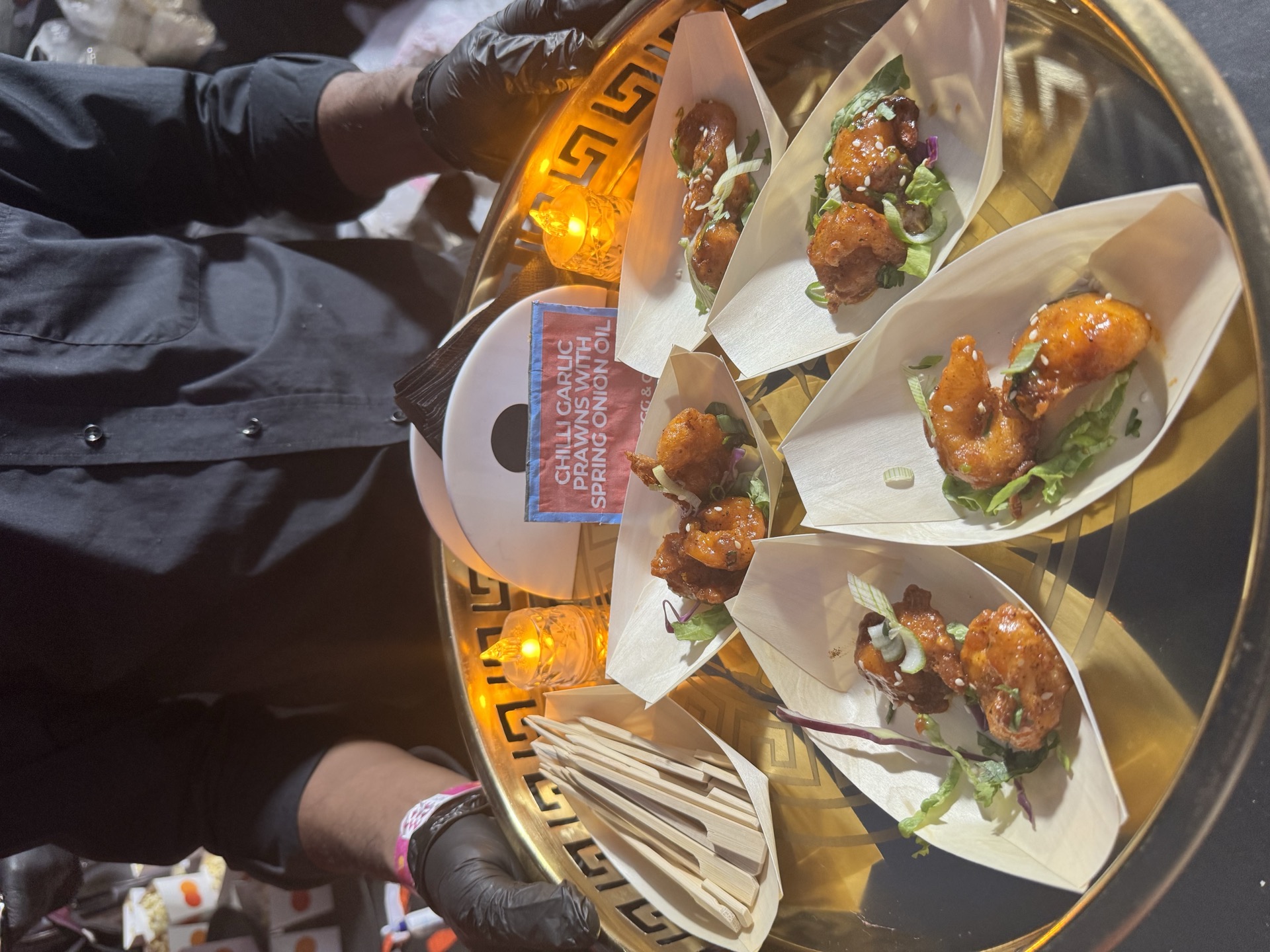 Korean glazed chicken on tray